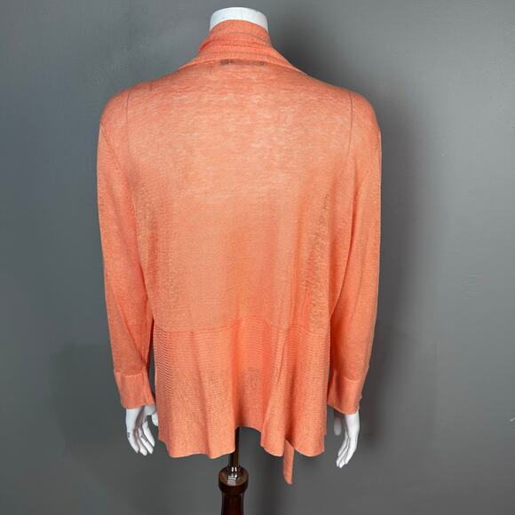 Nic+Zoe cardigan XL linen orange melon spring summer cascade feminine open - Picture 5 of 10